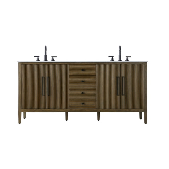 Elegant Lighting VF29672DHO Blakely 72" Free Standing Double Basin Vanity Set - Hazel Oak