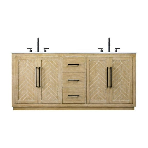 Elegant Kitchen and Bath 72 inch Double Bathroom Vanity in Linen Oak