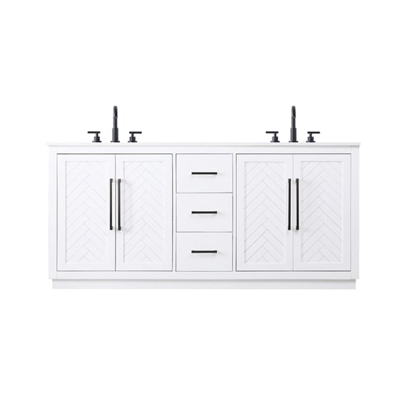 Elegant Lighting VF29072DWH Chase 72" Free Standing Double Basin Vanity Set - White