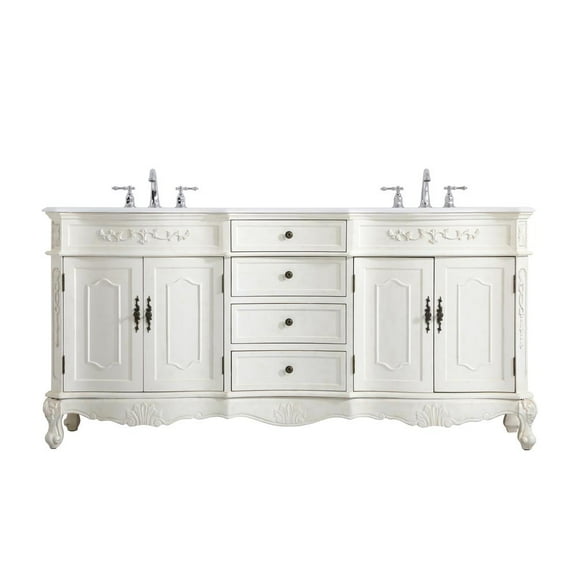 Elegant Kitchen and Bath 72 inch Double Bathroom vanity in Antique White