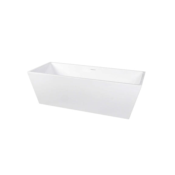 Elegant Kitchen and Bath 72 inch Soaking rectangular bathtub in glossy white and brushed gold