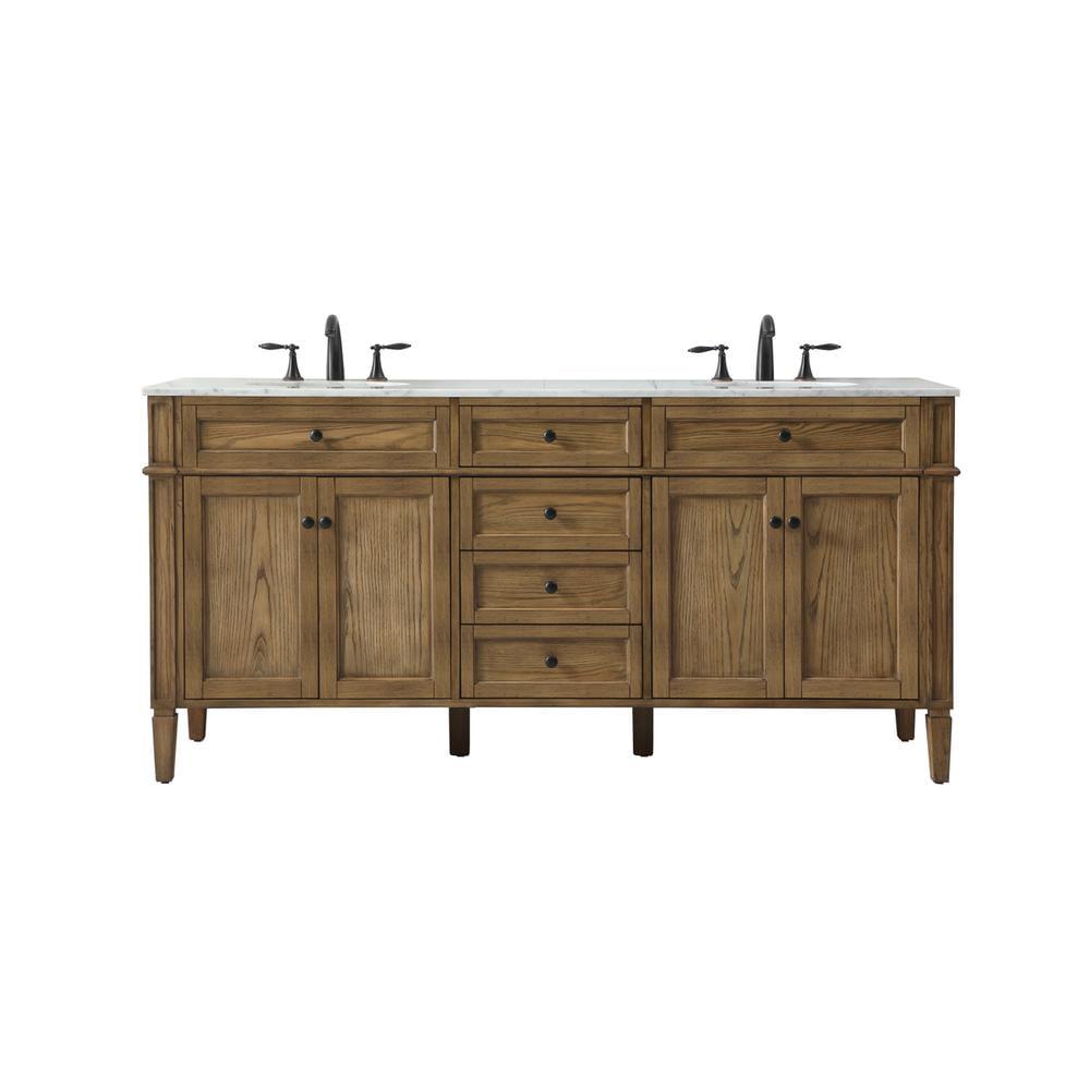 Driftwood Solid Wood Double Bathroom Vanity with Carrara Marble Top