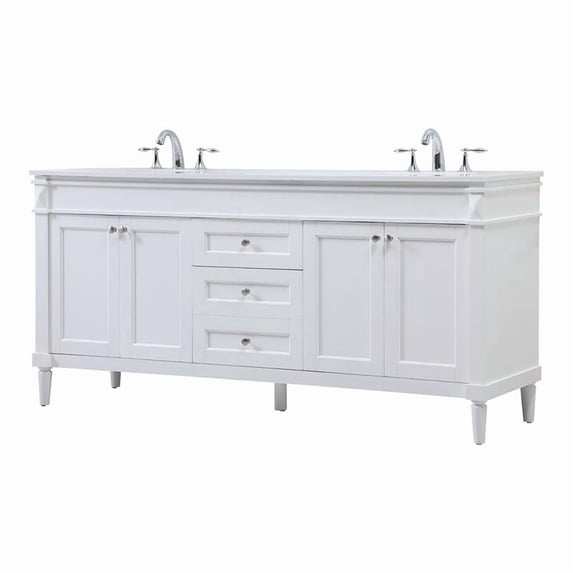 Elegant Decor Bennett 72" Aluminum MDF Double Bathroom Vanity in White