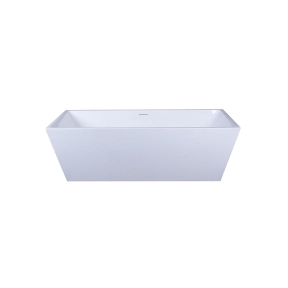 Elegant Kitchen and Bath 72 inch soaking rectangular bathtub in glossy white