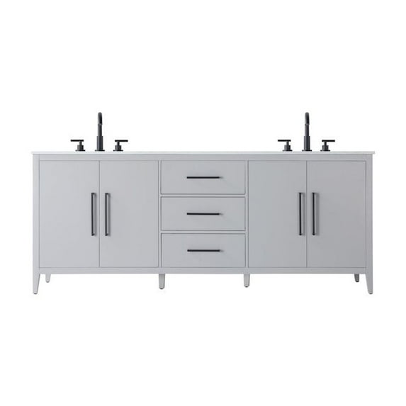 Elegant Kitchen and Bath 84 Inch Double Bathroom Vanity In Grey