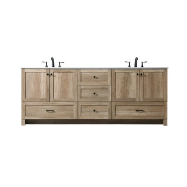 Elegant Kitchen and Bath 84 Inch Double Bathroom Vanity In Natural Oak