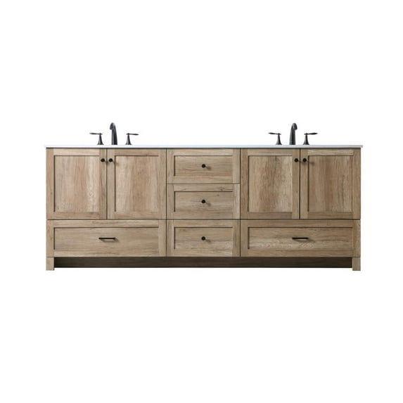 Elegant Kitchen and Bath 84 Inch Double Bathroom Vanity In Natural Oak