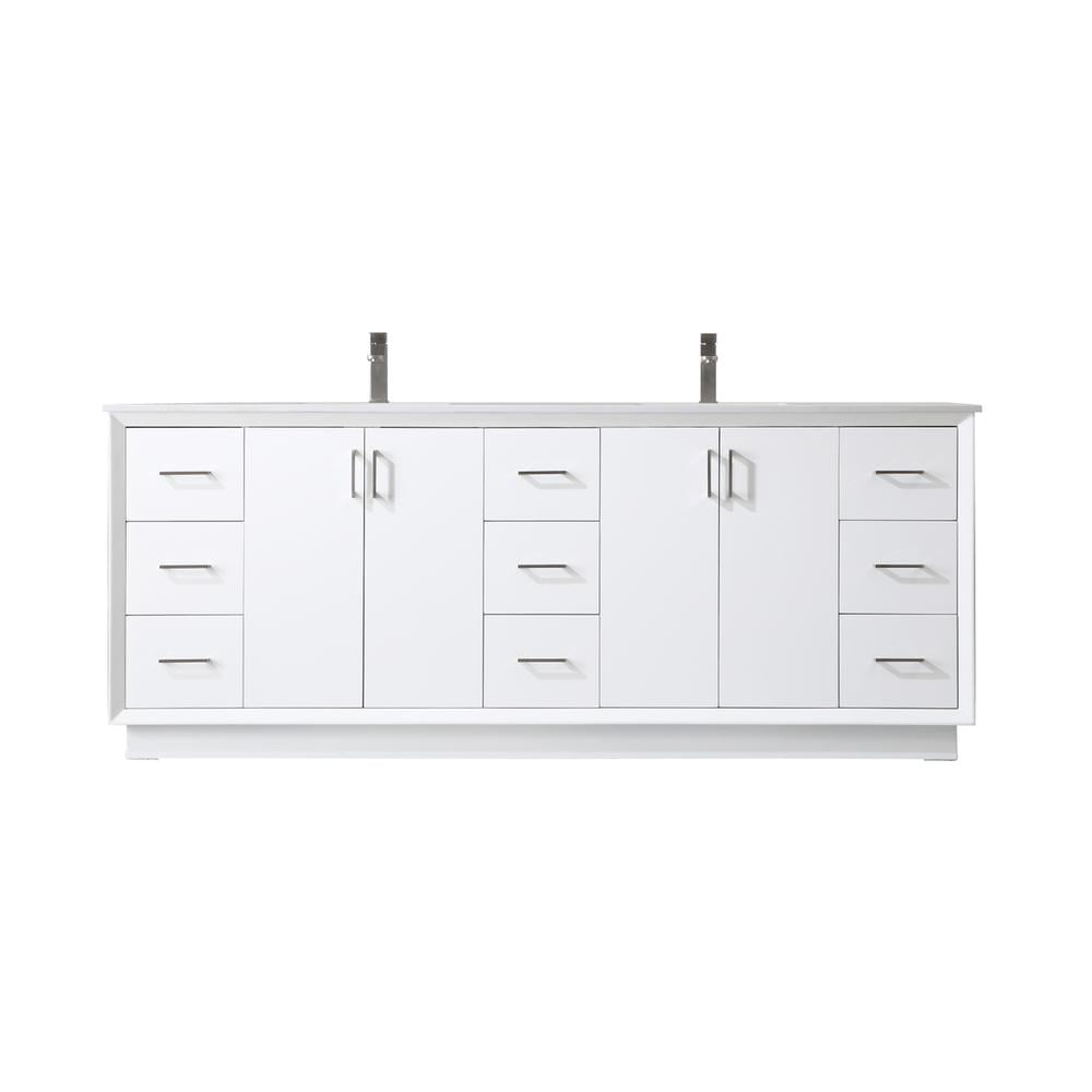 Hayes 84'' White Double Vanity with Engineered Marble Top