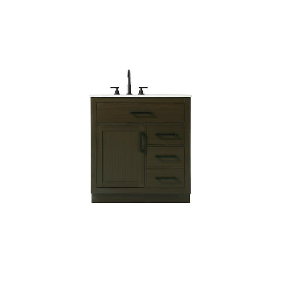 Elegant Kitchen and Bath Alden 32 Inch Single Bathroom Vanity In Mocha Brown