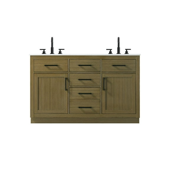 Elegant Kitchen and Bath Alden 54 Inch Double Bathroom Vanity In Chestnut Brown