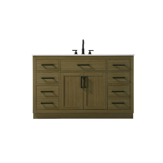 Elegant Kitchen and Bath Alden 54 Inch Single Bathroom Vanity In Chestnut Brown