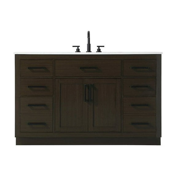 Elegant Kitchen and Bath Alden 54 Inch Single Bathroom Vanity In Mocha Brown