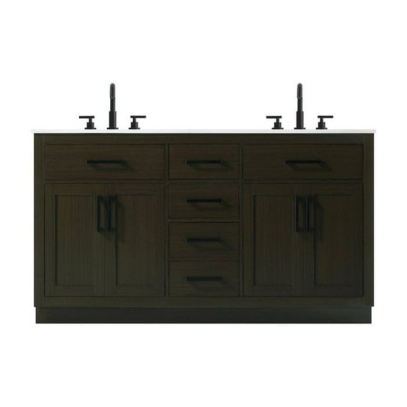 Elegant Kitchen and Bath Alden 60 Inch Double Bathroom Vanity In Mocha Brown