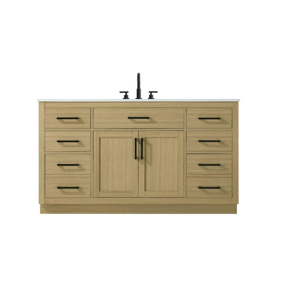 Elegant Kitchen and Bath Alden 60 Inch Single Bathroom Vanity In Honey Brown