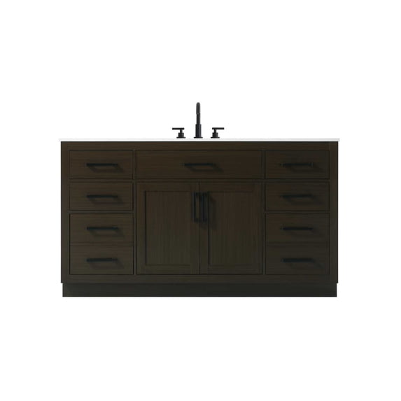 Elegant Kitchen and Bath Alden 60 inch Single Bathroom Vanity in Mocha Brown