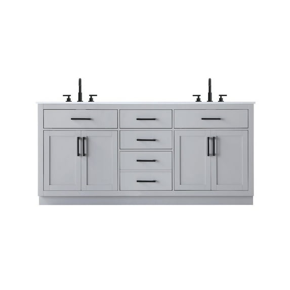 Elegant Kitchen and Bath Alden 72 Inch Double Bathroom Vanity In Grey