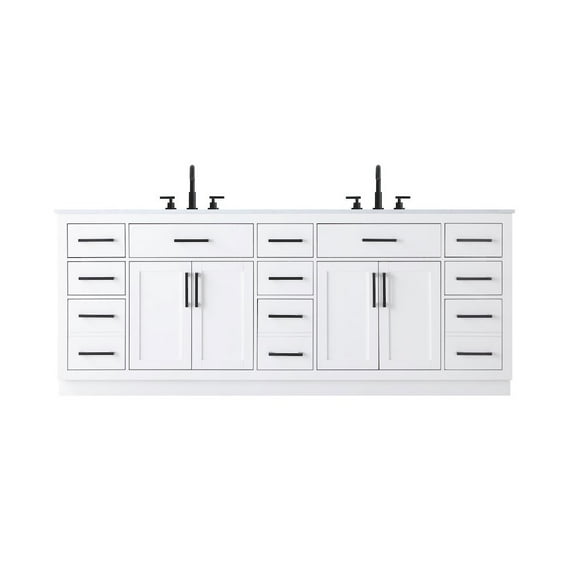 Elegant Kitchen and Bath Alden 84 Inch Double Bathroom Vanity In White