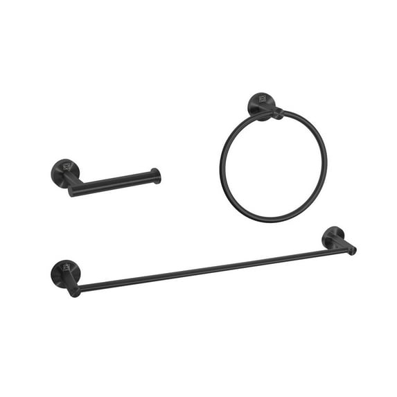 Elegant Kitchen and Bath Alma 3-Piece Bathroom Hardware Set in Matte Black