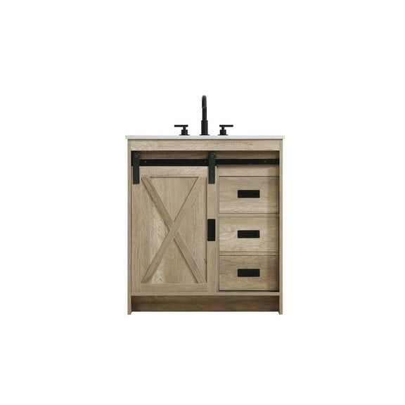 Elegant Kitchen and Bath Austin 30 Inch Single Bathroom Vanity In Natural Oak