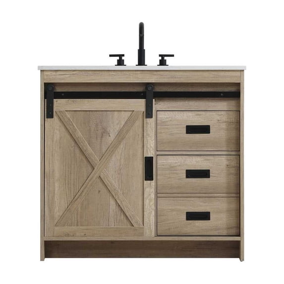 Elegant Kitchen and Bath Austin 36 inch Single Bathroom Vanity in Natural Oak