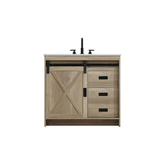 Elegant Kitchen and Bath Austin 36 Inch Single Bathroom Vanity In Natural Oak