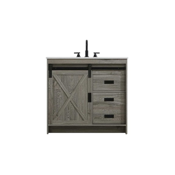 Elegant Kitchen and Bath Austin 36 inch Single Bathroom Vanity in Rustic Grey