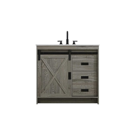 Elegant Kitchen and Bath Austin 36 inch Single Bathroom Vanity in Rustic Grey