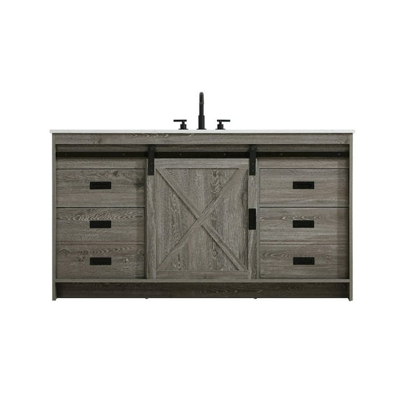 Elegant Kitchen and Bath Austin 60 Inch Single Bathroom Vanity In Rustic Grey