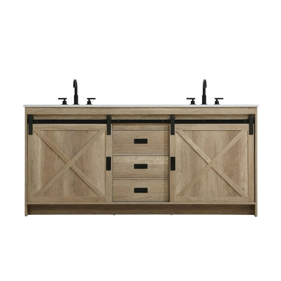 Elegant Kitchen and Bath Austin 72 Inch Double Bathroom Vanity In Natural Oak