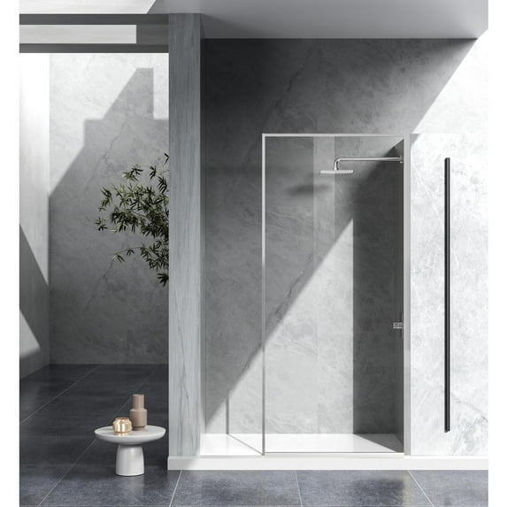 Elegant Kitchen and Bath Fixed framed shower door 35 x 76 Brushed Nickel