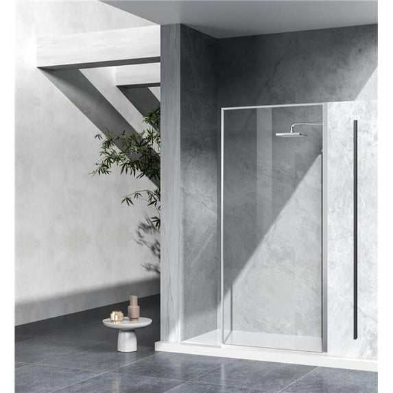 Elegant Kitchen and Bath Fixed framed shower door 35 x 76 Polished Chrome