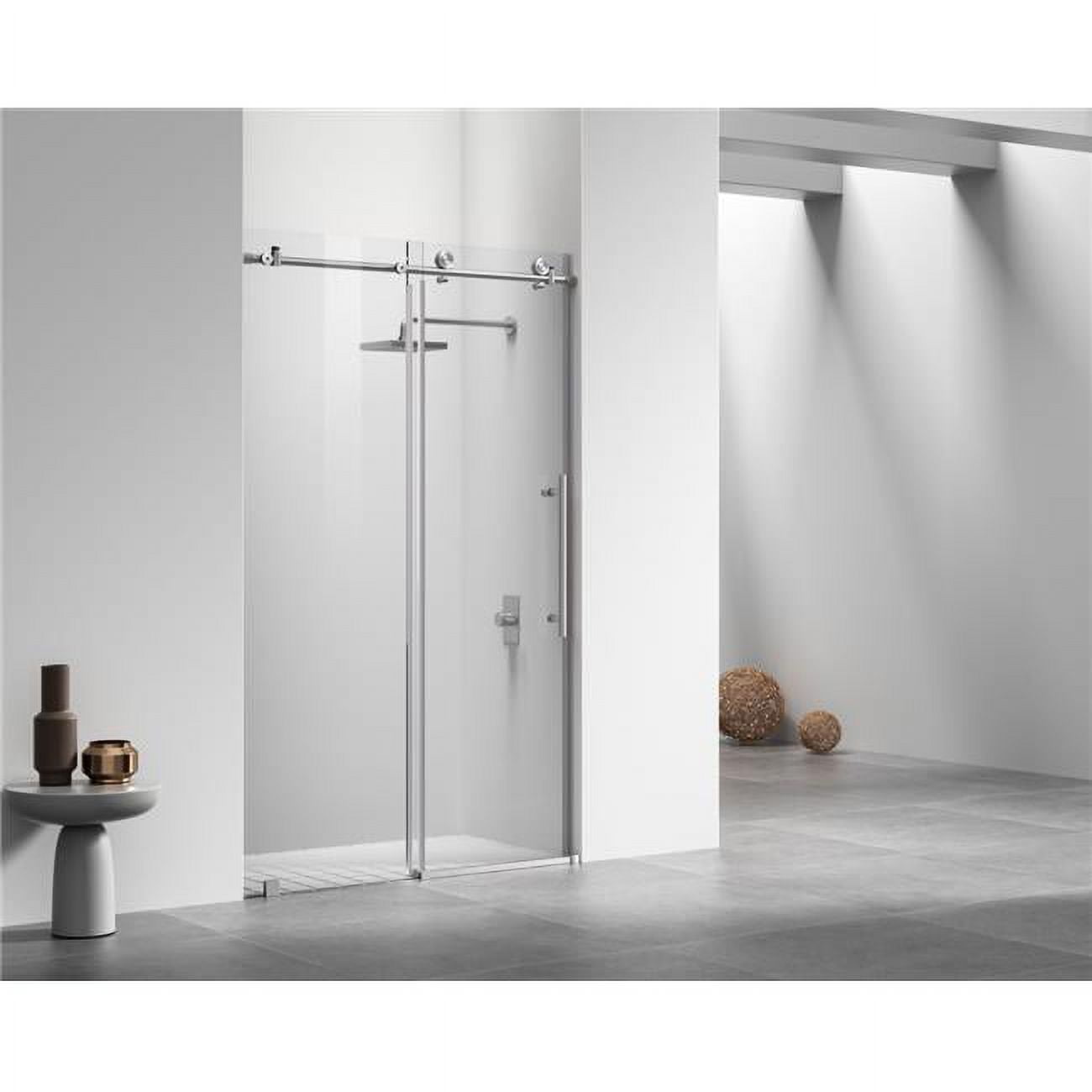 Brushed Nickel Frameless Sliding Shower Door 48" x 76"