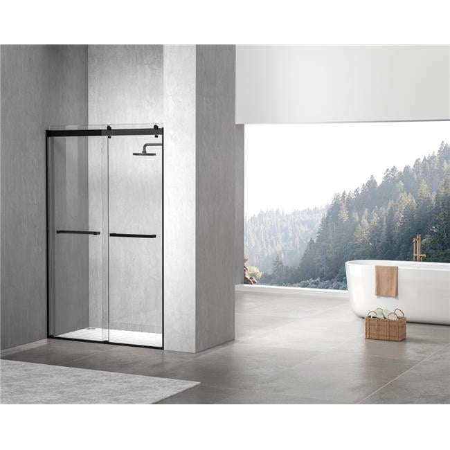 Matte Black Frameless Double Sliding Shower Door