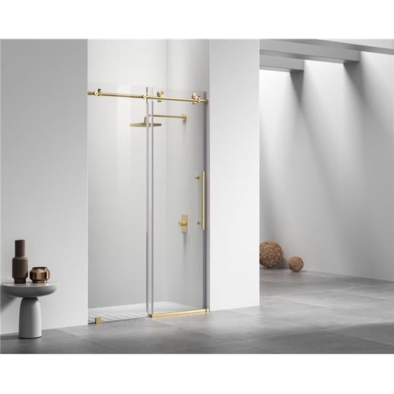 Elegant Kitchen and Bath Frameless shower door 48 x 76 Brushed Gold