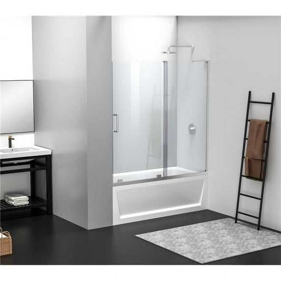 Elegant Kitchen and Bath Frameless Tub Door 60 X 60 Brushed Nickel