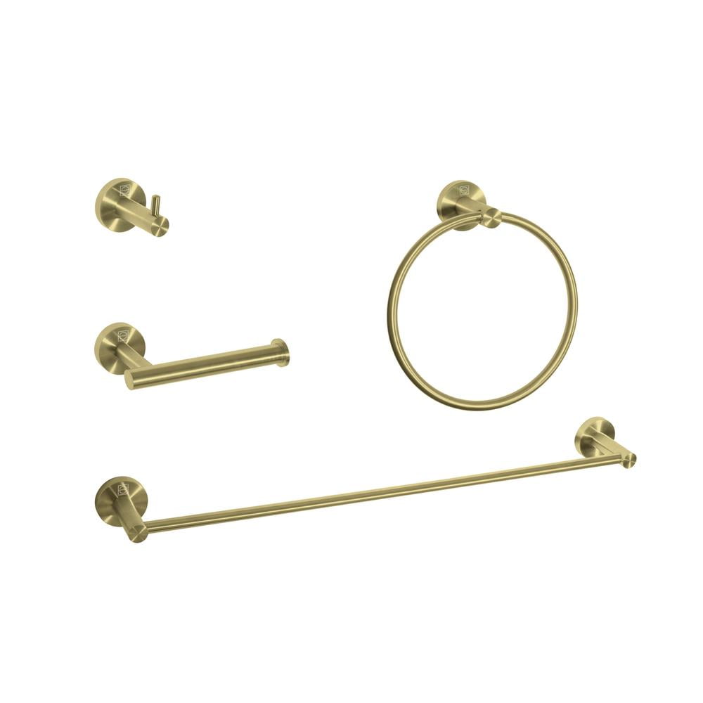 Freya Brushed Gold 4-Piece Stainless Steel Bathroom Hardware Set