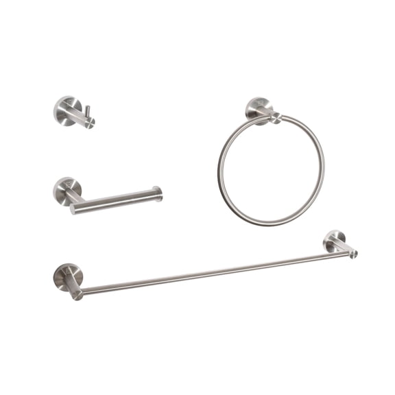 Freya 4-Piece Bathroom Hardware Set in Brushed Nickel