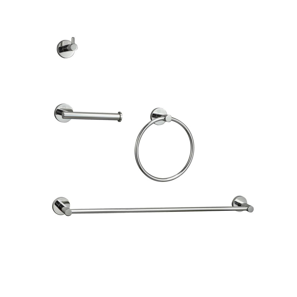 Freya 4-Piece Chrome Stainless Steel Bathroom Hardware Set