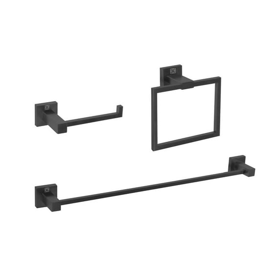 Elegant Kitchen and Bath Isla 3-Piece Bathroom Hardware Set in Matte Black