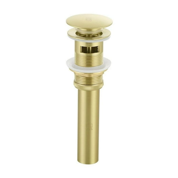 Elegant Kitchen and Bath Pop-up bathroom sink drain with overflow in Brushed Gold
