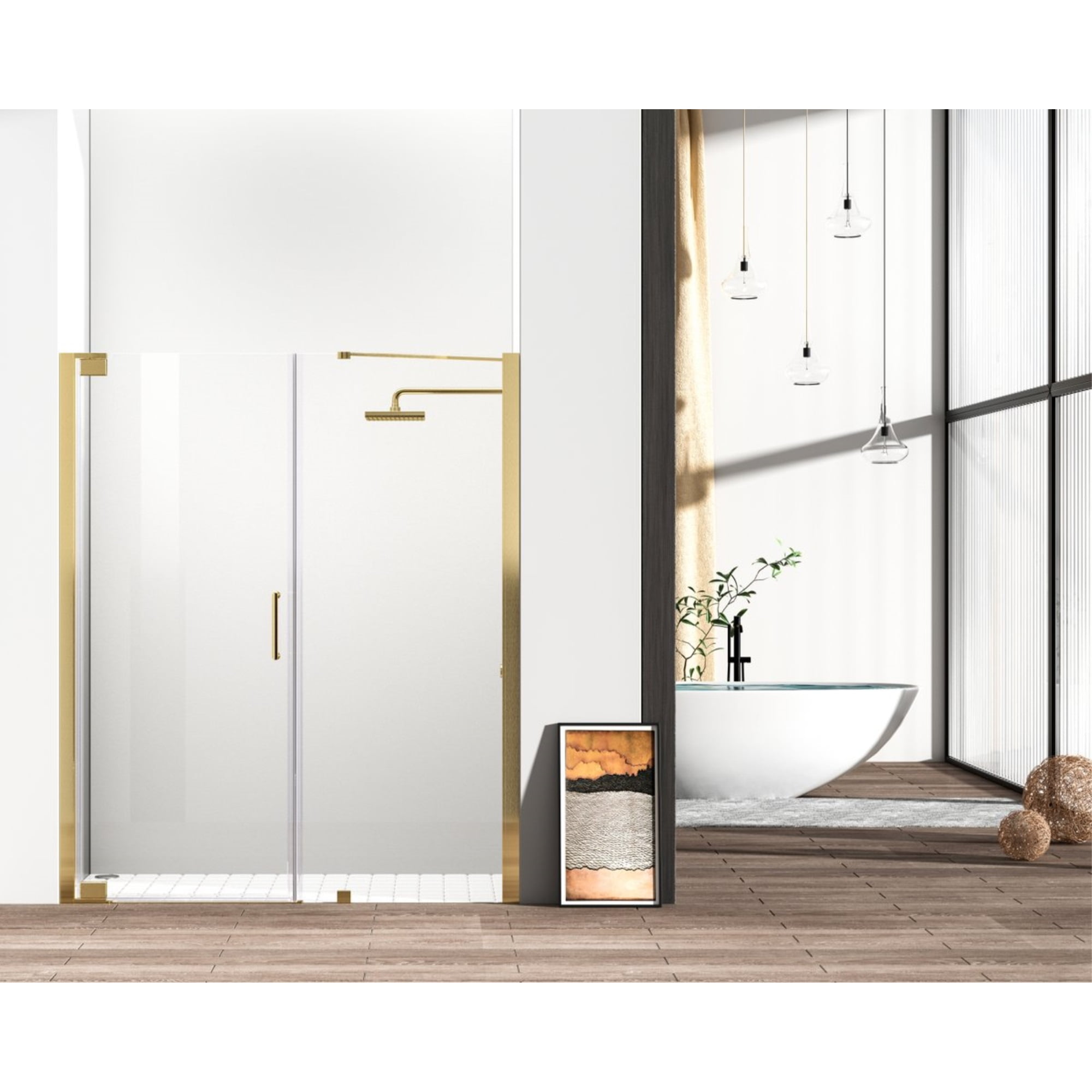 Elegant Gold Frameless Glass Shower Door 60 x 72