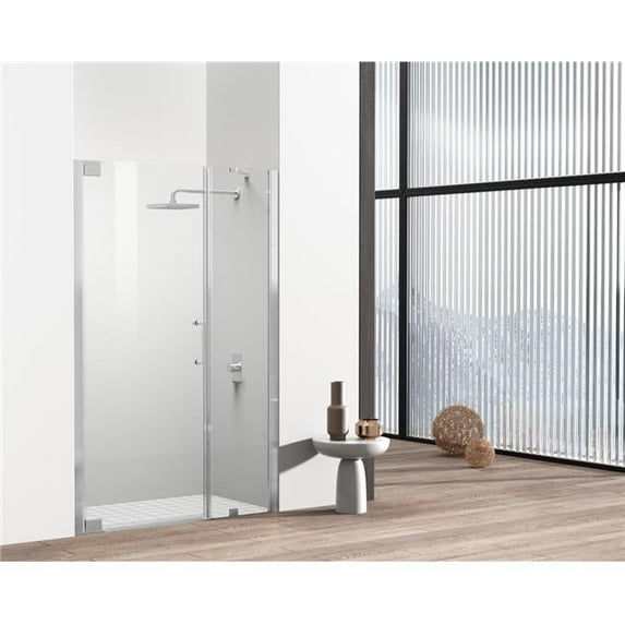 Semi-frameless hinged shower door 48 x 72 Brushed Nickel