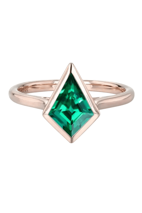 Elegant Kite-Cut Lab-Created Emerald Bezel Set Solitaire Engagement Ring in 925 Sterling Silver – Timeless Design, Exceptional Craftsmanship, Hypoallergenic Comfort