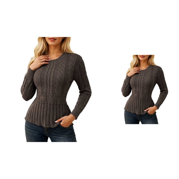 Elegant Knit Pullover Sweater Tunic Top With Waist And Flared Hem For A Feminine And Comfortable All Day Wear In Soft Yarn