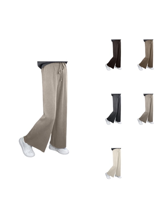 Elegant Knit Wide Leg Trousers, Women's Merino Wool Knitted Pants, High Waist Warm Casual Korean Style Autumn Winter Basic Soft Comfortable Pants