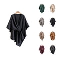 thumbnail image 1 of Elegant Knitted Cape Wrap Shawl Cardigan, Soft Loose Fit Long Outerwear Cover Up for Women, Cross Front Poncho Sweater Topper for Fall Winter Evening Wear, 1 of 7
