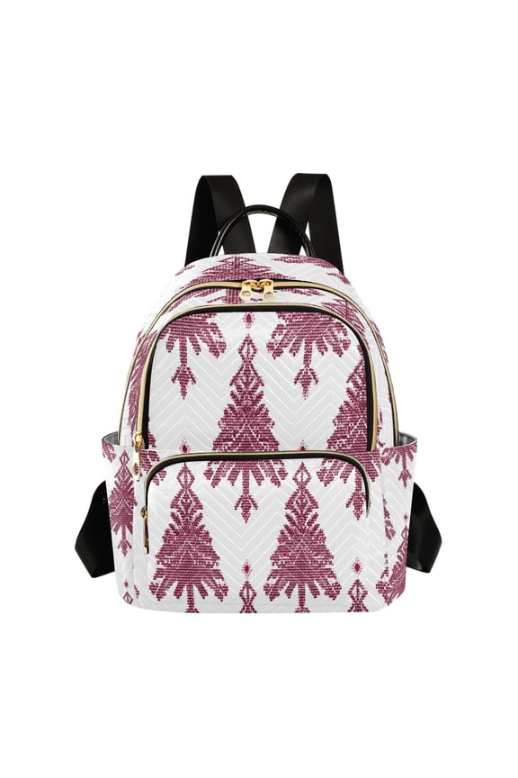 Elegant Knitted Christmas Trees Quilted Backpack Fashion Daypack Commuter Bag for Women 8.5 L