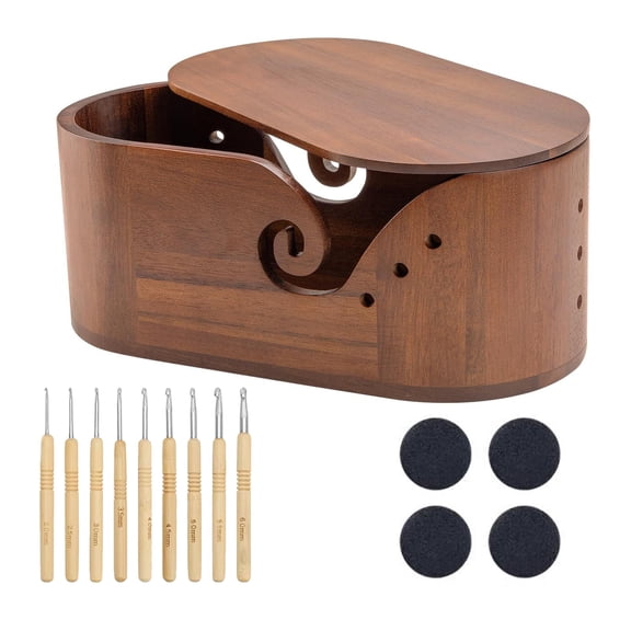 Elegant Knitting Yarn Storage Case with Secure Lid Top And Included Multiple Hole Design For Craft Lovers