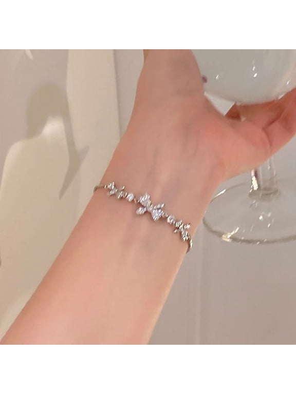 Elegant Korea Bracelet For Women Girls Fashion Crystal Bow Chain Charm Bracelet Jewelry Party Gift