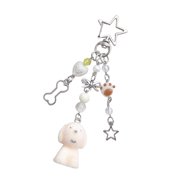 Elegant Korean Couple Dog Flocking Keychain Pendant And Phone Lanyard For Stylish Youths And Lovely Item Enthusiasts